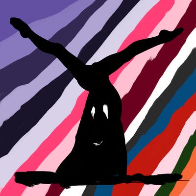 realistic gymnastic hand stand girl in four splits