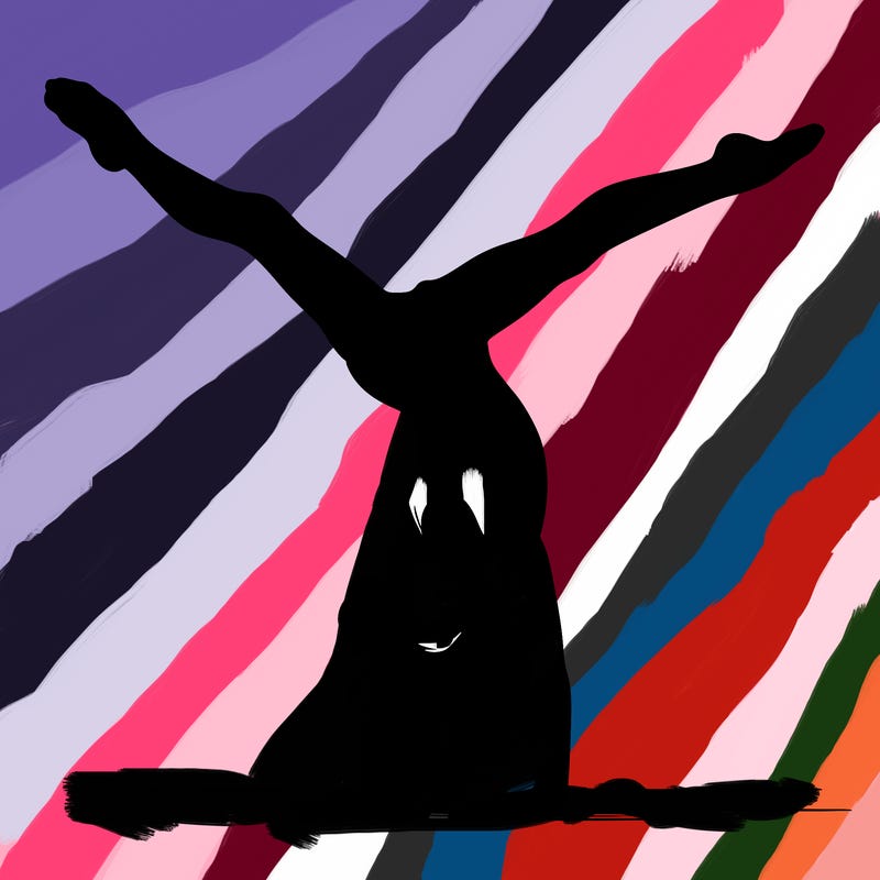 realistic gymnastic hand stand girl in four splits