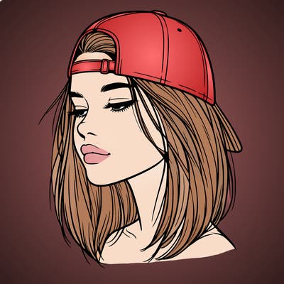 realistic  girl with a backwards hat