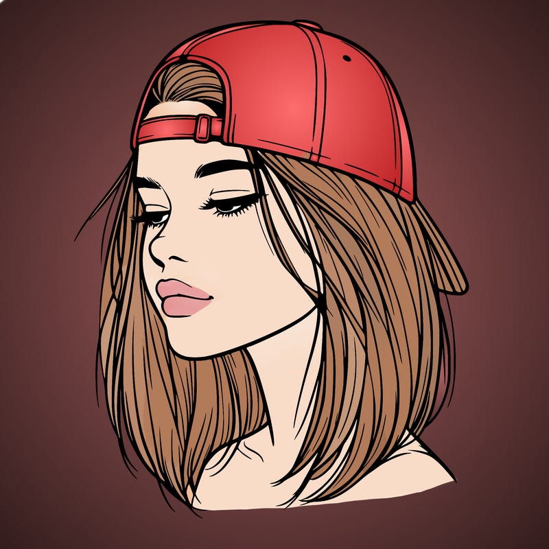realistic  girl with a backwards hat