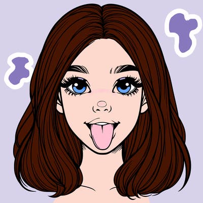 realistic girl with her tongue out