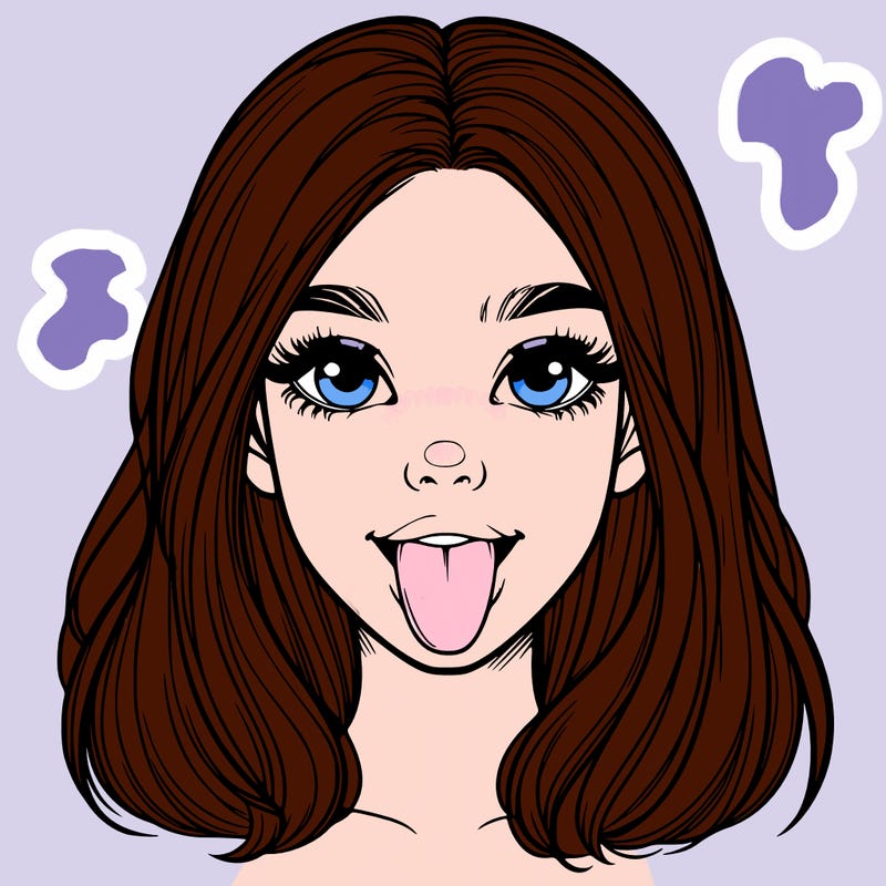 realistic girl with her tongue out