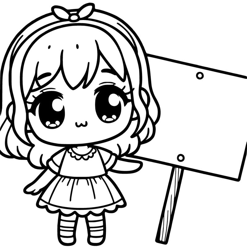 a cute girl with a sign