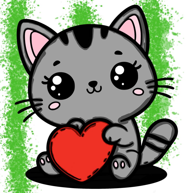 kitty cat with big heart