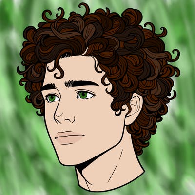 realistic guy with curly hair