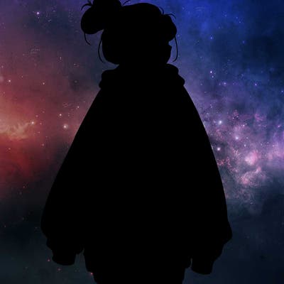 realistic girl with a oversized sweatshirt on and a bun