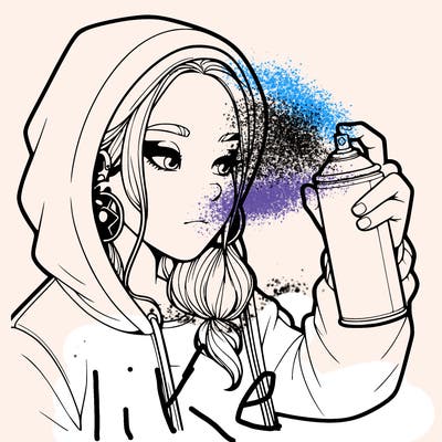 a realistic girl, spray painting