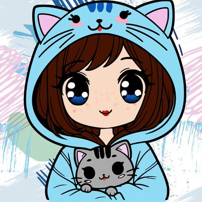 girl with cat hoodie