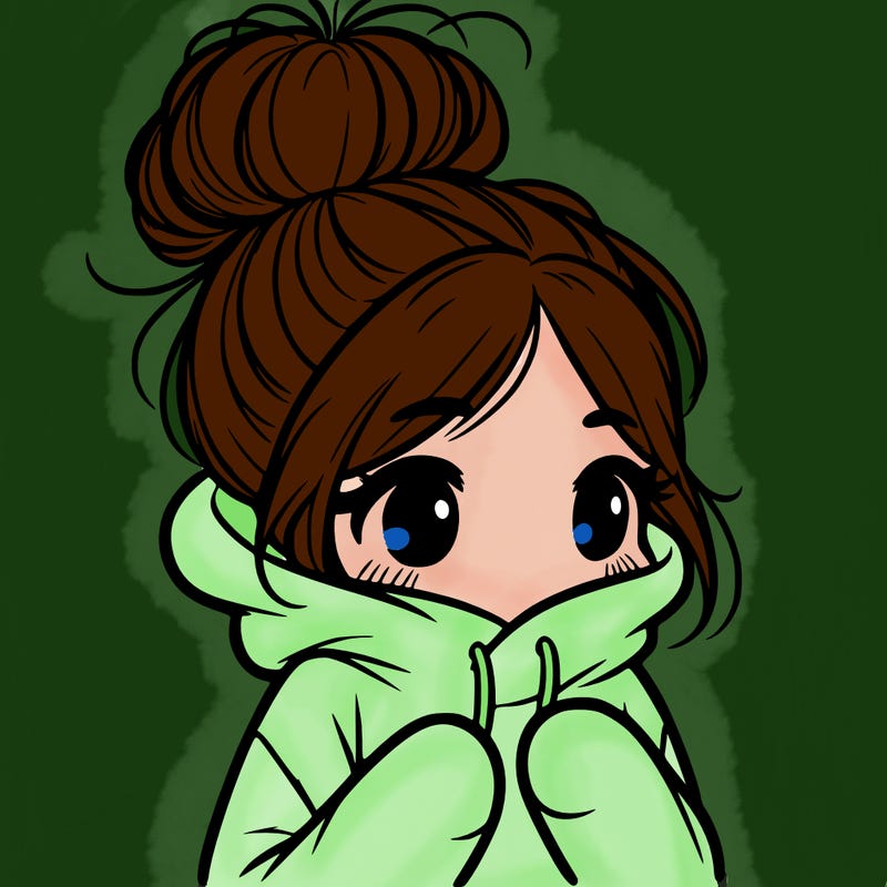 shy girl in big hoodie with messy bun