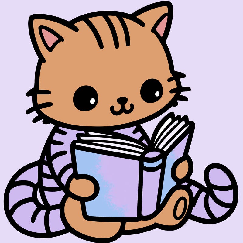 cat reading a book