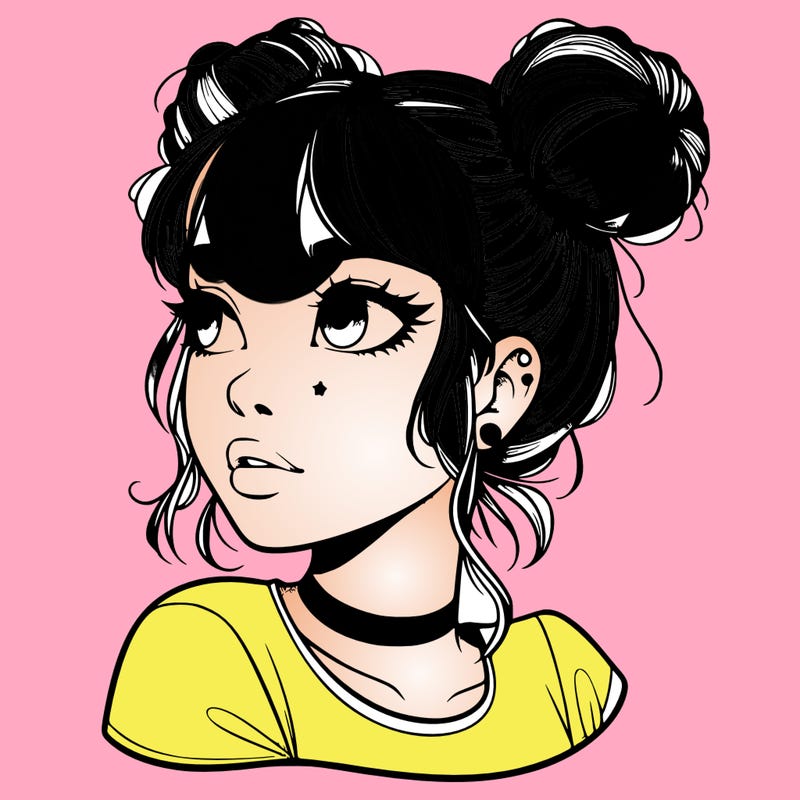 realistic girl with spacebuns