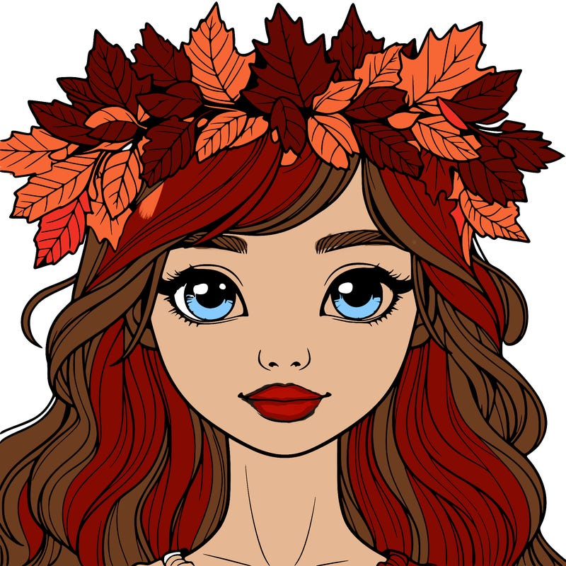realistic girl with fall leaf crown