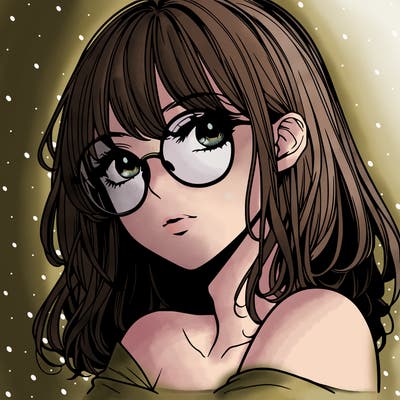 manga woman character with glasses and nice lips