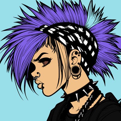 punk girl realistic style