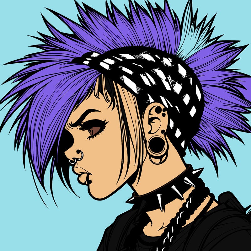 punk girl realistic style
