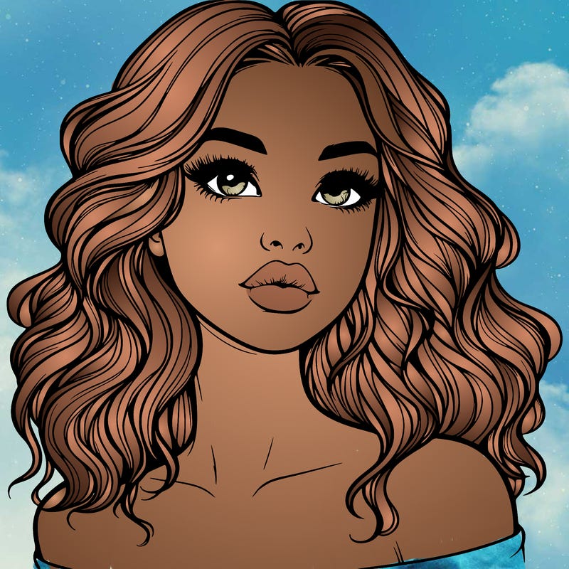 realistic girl with wavy hair and lips