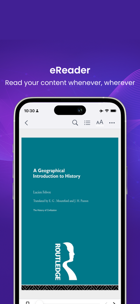 Kortext - A smartphone showing the Kortext eReader app with a digital academic textbook cover