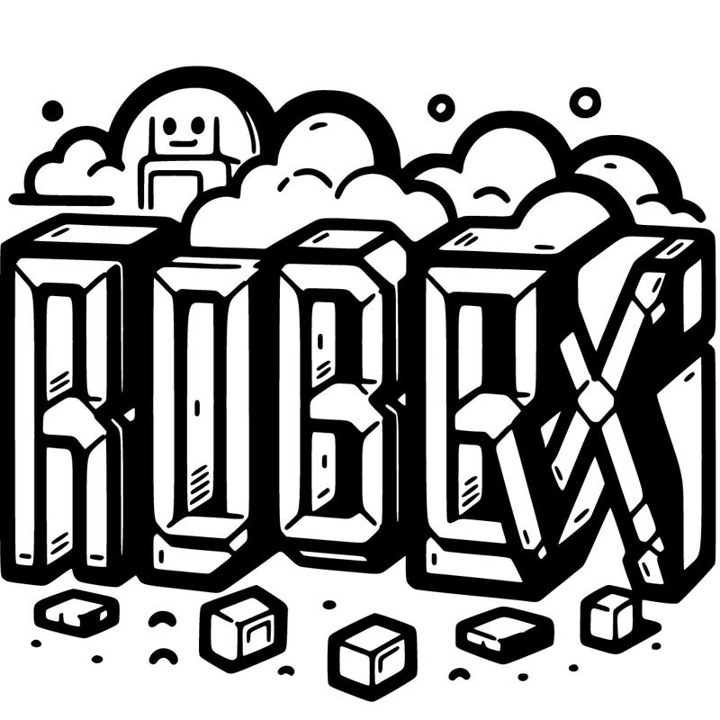 the words robox in blocky bubble letters