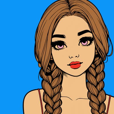 realistic girl with braids