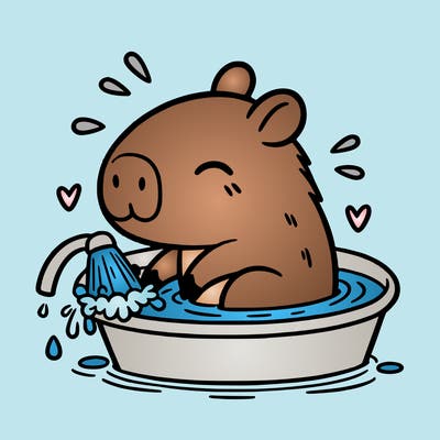capybara taking a bath