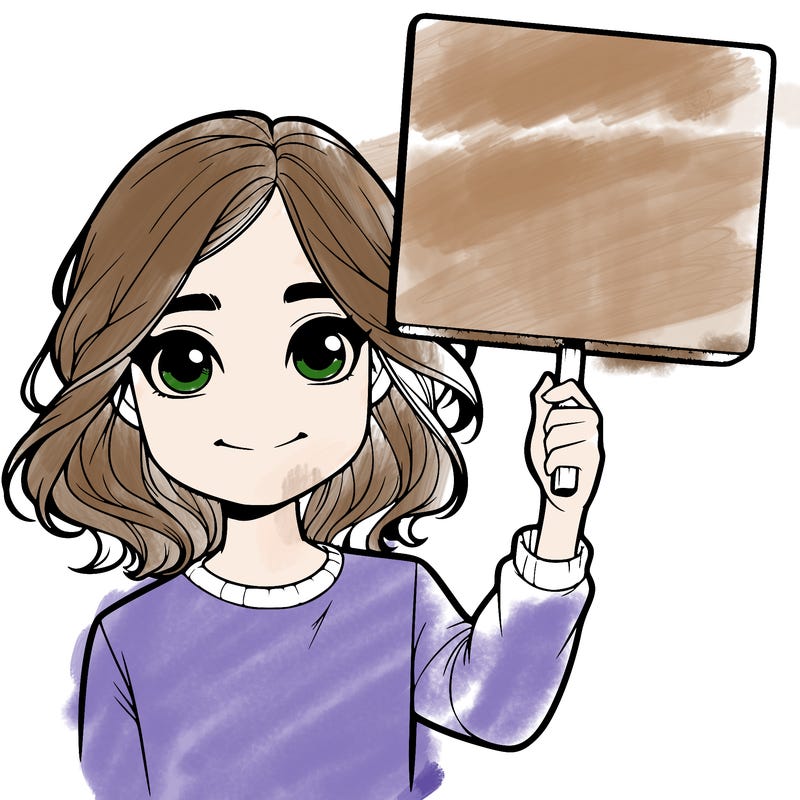 realistic girl holding up a sign