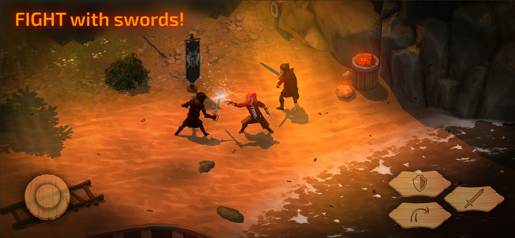 Slash of Sword 2 - Action RPG - Characters engaging in a tactical sword fight on a beach in the game Slash of Sword 2