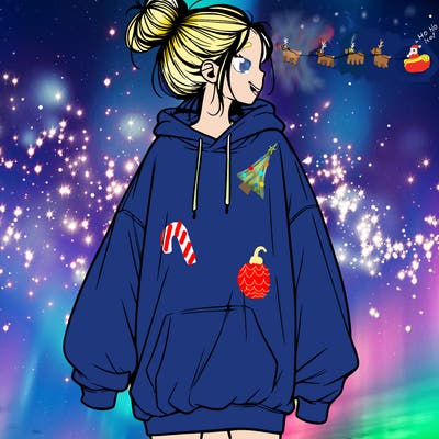 realistic girl with a oversized sweatshirt on and a bun
