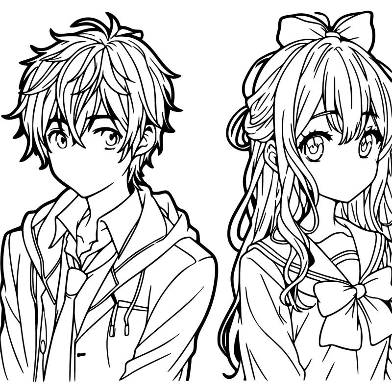 girl and boy together anime