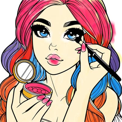 realistic girl doing makeup