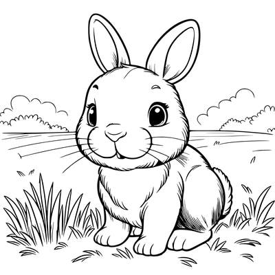 a detailed and realistic easter bunny on a field
