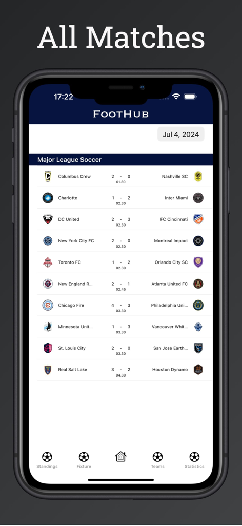FootHub・Football Live Score - 풋볼허브 앱이 메이저 리그 사커 라이브 경기 점수 및 결과를 표시합니다.