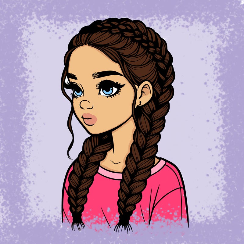 realistic girl with braids