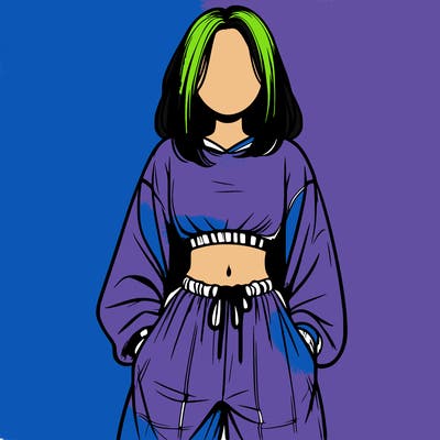 realistic girl faceless with baggy pants and a crop top