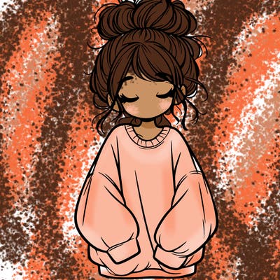 girl with baggy sweatshirt and messy bun
