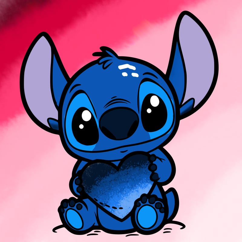 stich holding a heart