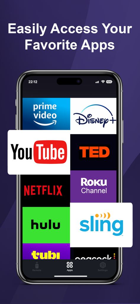 iRemote: Remote Control for TV - The iRemote app interface featuring icons for popular streaming services like Netflix and Prime Video