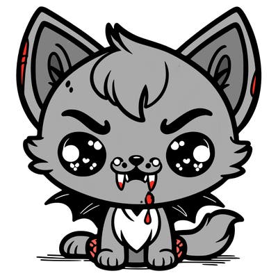 vampire cat with wolf ears