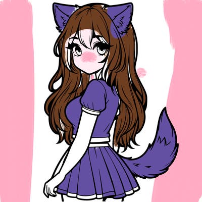 realistic girl with wolf ears and a tail