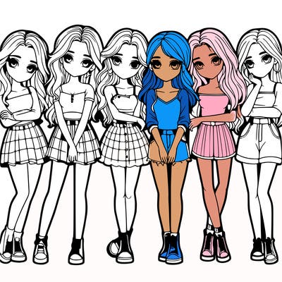 a group of girls realistic
