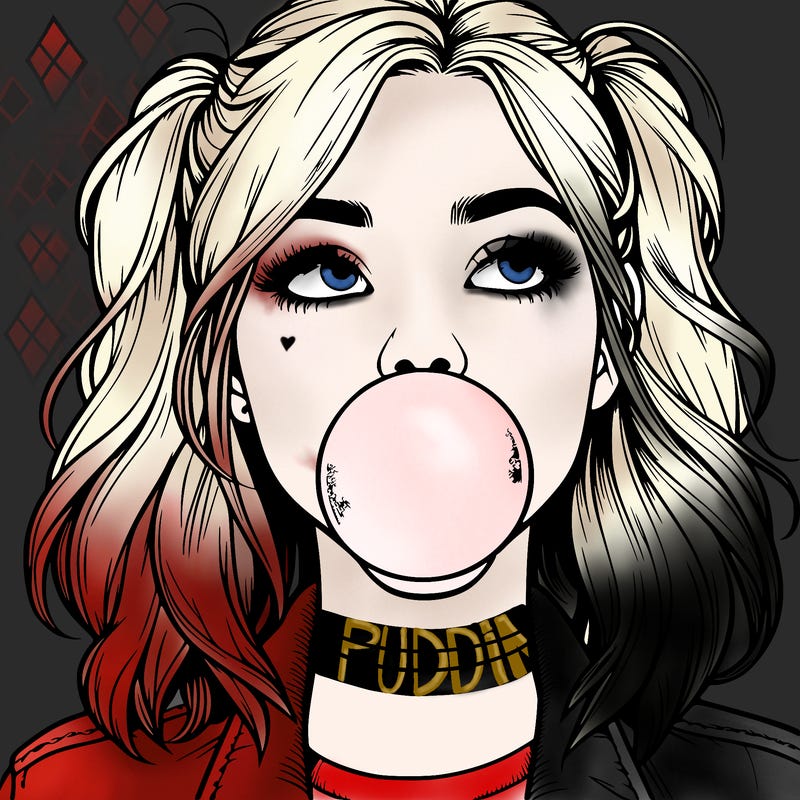 realististic girl blowing bubble -gum