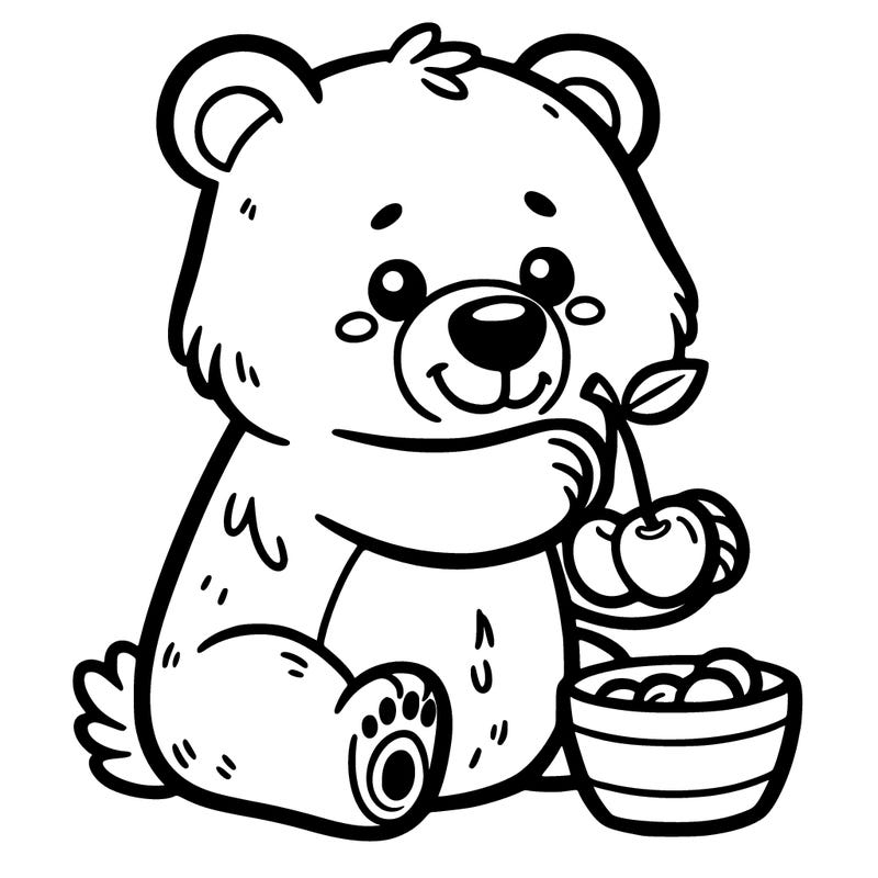 bear holding cherry