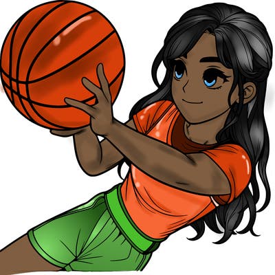 realistic girl playing basketball