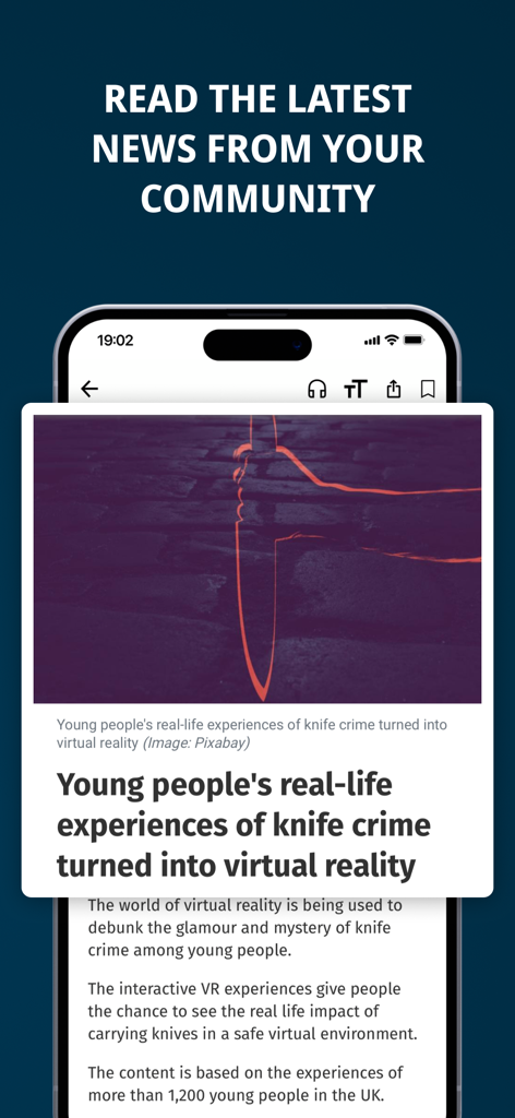 Smartphone displaying a local news article from The Comet app interface