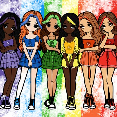 a group of girls realistic