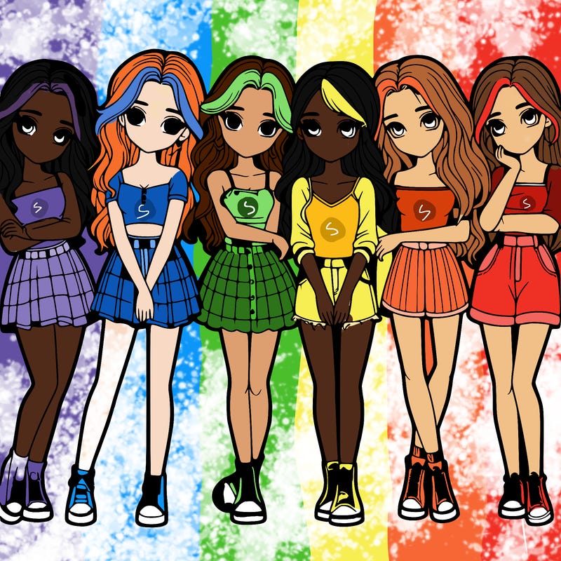 a group of girls realistic