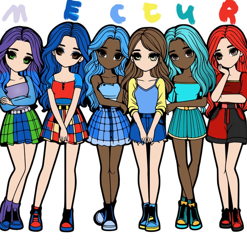 a group of girls realistic