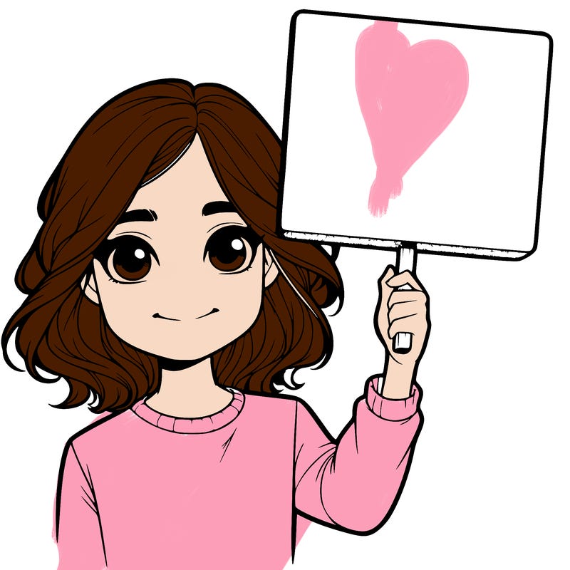 realistic girl holding up a sign