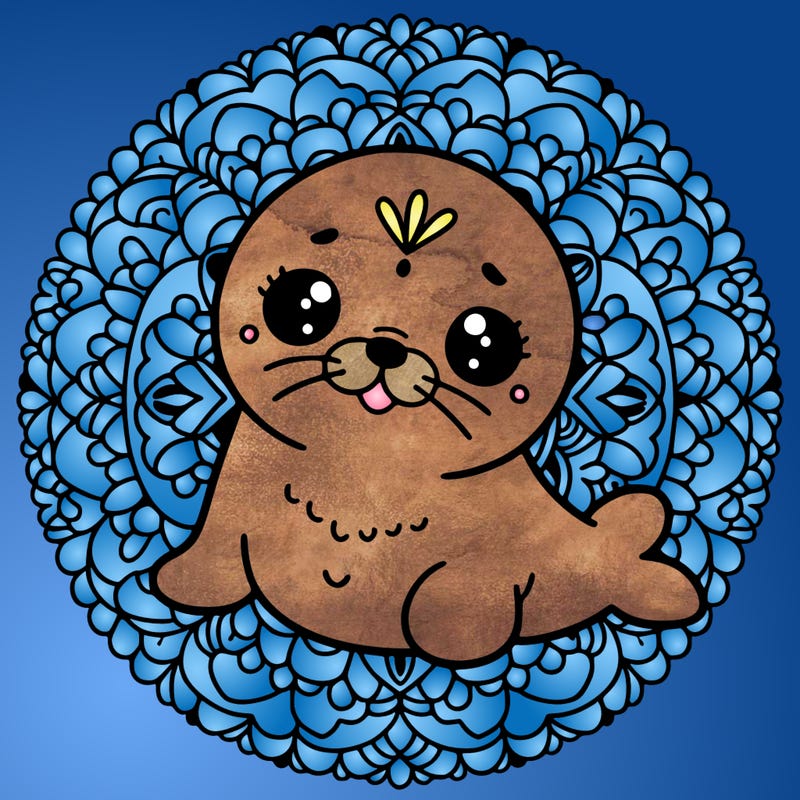 a cute baby seal mandala
