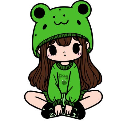 a girl wearing a frog hat and some frog socks