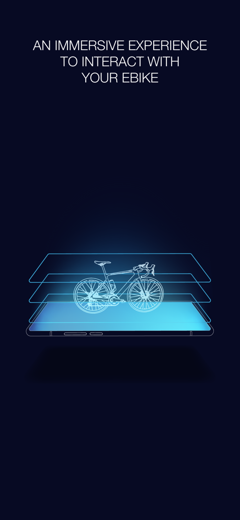 My SmartBike - My SmartBike app splash screen featuring a holographic e-bike over a smartphone